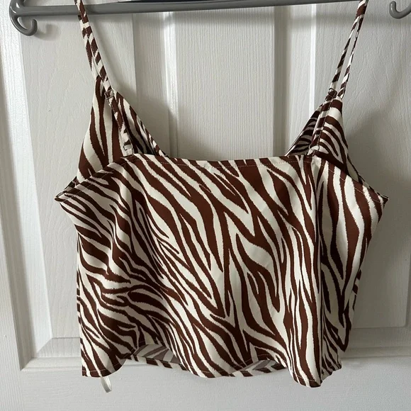 NWT VERSONA CAMI Brown/Cream ZEBRA PRINT Draped Front NWT - Picture 3 of 8